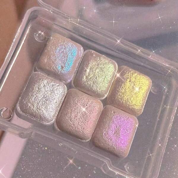 6 cores de pigmentos sólidos de aquarela metálicos artesanais, pigmentos sólidos de aquarela com glitter portáteis, adequados para pintura, materiais escolares de arte