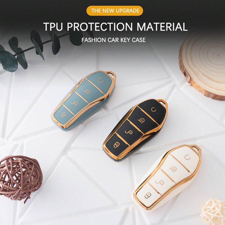 Soft TPU Car Key Fob Cover, Dolphin Pattern, Protective Case For BYD Qin Plus, Atto 3 EV, Car Interior Accessories