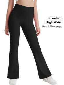 EXARUS 4 Pack Girls Leggings Kids Yoga Pants Crossover V Waist Ankle/Full Length High Waisted For School Casual Dance - SET13 - 查看 5