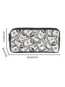 Dollar Pattern Printed Backpack Three Pieces Set (Front Bag Backpack + Lunch Bag + Pencil Bag) Pencil Case