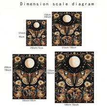 1 pezzo Arazzo in poliestere con motivo di farfalle, luna e fiori, decorazione da parete in stile boho per soggiorno, camera da letto, regalo unico per lei, lui, appassionati di natura, elegante