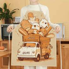 1pc Nail - Art & Heart - Felt Fashion Apron 3D Pattern Linen Apron For Home Cooking, Kitchen Wear, And Cooking Enthusiasts