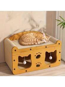 Tavoletta per graffiarsi per gatti 2 in 1, tiragraffi per gatti, cuccia per gatti, nido per animali domestici, casa per animali domestici, casa per gatti a tre piani