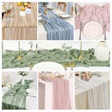 Cheesecloth Table Runner, Suitable For Bridal Shower Decorations, Weddings, Thanksgiving, Christmas, And Birthday Celebrations. Cheesecloth Spring Table Runner For Shower Bridal Wedding Decoration Gauze Rustic Table Runner For Party First Communion Centerpiece Engagement.