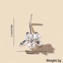 1pc Fashion Charm Style Copper Inlaid Zirconia 'L' Bar Flower Stainless Steel Nose Stud, Suitable For Women Daily Wear, Body Piercing Jewelry, Gift For Friends
