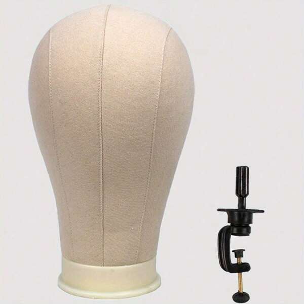 1pc 22-Inch Canvas Mannequin Head With Stand - Unisex, Ideal For DIY Wig Making, Hairstyling Practice & Display