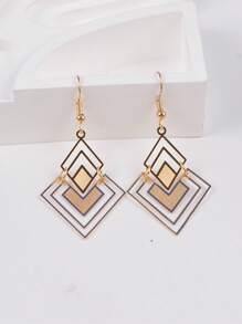 Boucles d'oreilles pendantes d'été élégantes et sexy - Boucles d'oreilles pendantes géométriques en or empilables avec pendentif losange creux. Cadeau de bijoux de luxe parfait pour les femmes, pour les vacances ou une tenue de tous les jours