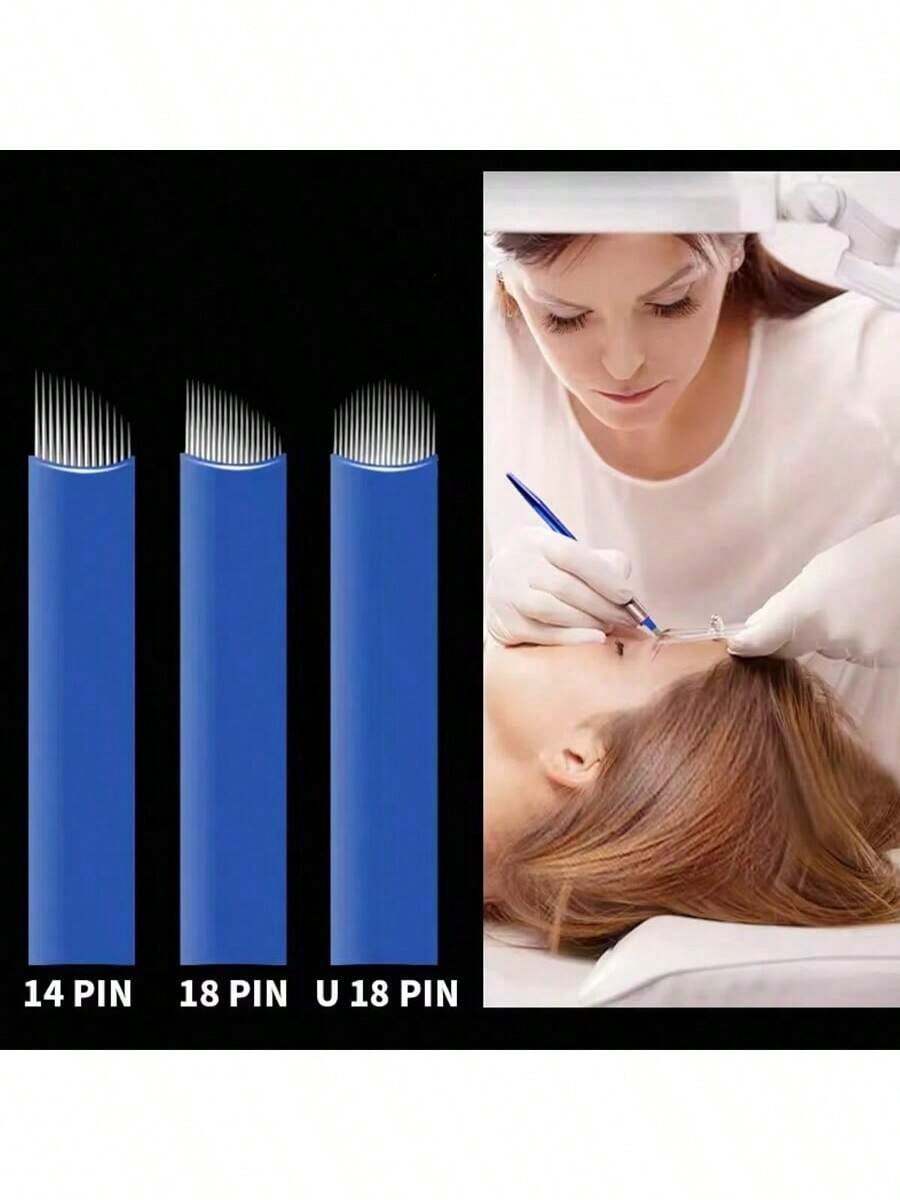 10pcs Microblading Needles Tattoo Needles Permanent Makeup Blade Pin 12 14 16 18 U18 21 Manual Eyebrow Pen Blades