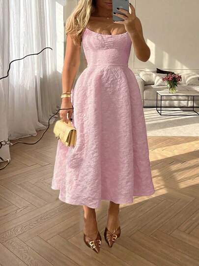 Floreya Yaz Düğünü Büyük Beden Elbise, Zarif Düz Renk Fransız Lüks Kalitesi Vücuda Oturan Bel Askılı Midi Elbise, Beyaz Parti Elbisesi