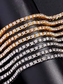 Hip Hop Jewelry Cubic Zirconia Iced Out Tennis Chain Iced Out 18k Gold Plated Bling Necklace For Women Men