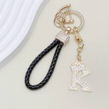 1pc Premium Braided Leather Keychain With Shiny Gold 26 Letter Charms Pendant - , Fashionable And Multifunctional Women Keychain - Various Colors, Perfect Accessory For Car Owners, Stylish Gift Idea - Multicolor - View 11