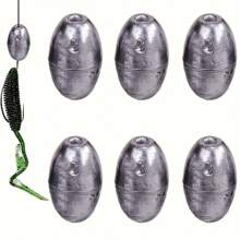 10-Piece Egg-Shaped Lead Fishing Sinkers – Heavy-Duty Sea Fishing Weights | High-Quality Casting & Trolling Accessories | Essential Saltwater Fishing Gear