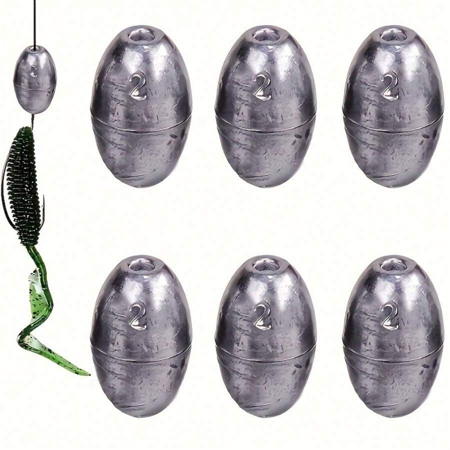 10-Piece Egg-Shaped Lead Fishing Sinkers – Heavy-Duty Sea Fishing Weights | High-Quality Casting & Trolling Accessories | Essential Saltwater Fishing Gear