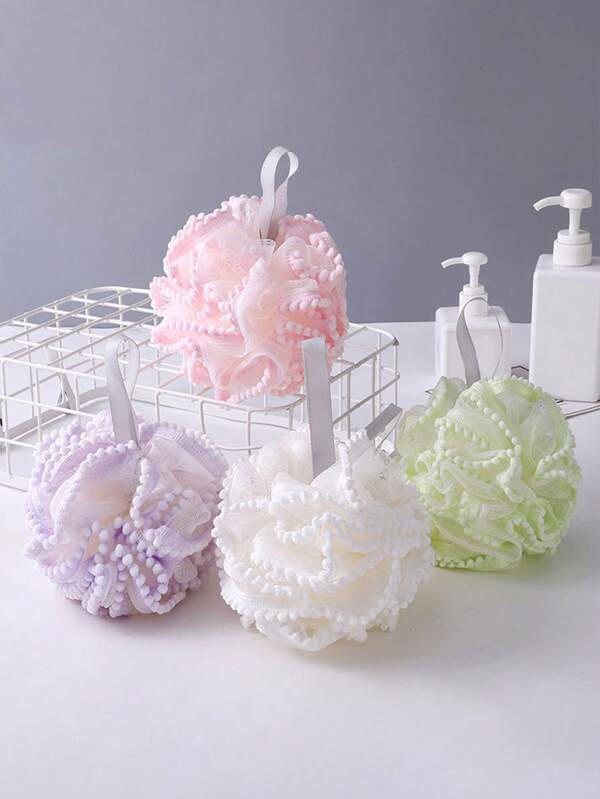 Bolas de baño con flores de dopamina, toalla de baño grande, toalla de baño para frotar la espalda, bolas de baño, herramientas de baño para exfoliación, suministros de baño, accesorios de viaje, decoración de baño, accesorios de baño, los exfoliantes son suaves y no dañan la piel