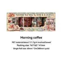 4 Stücke retro Stadtansicht europäisches Kaffee Design (PET Material) Ausschneidedekoration Ruhige Zeit Serie Sammelalbum DIY kreative Werkzeuge Rückkehr zur Schule
