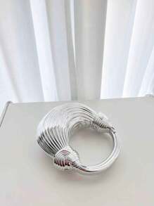 1pc Golden Plastic Acrylic Clutch Bag With Large Handle & Chain, High Capacity, Fashion Purse Suitable For Party/Banquet