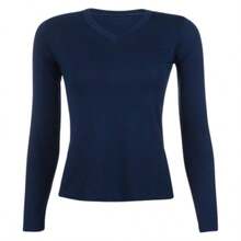 Kit 3 Women's Basic Long Sleeve V-Neck Blouses - Marina / Marina / Marina - Ver 2
