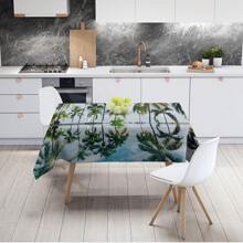 1 件对称棕榈树反射印花桌布，适用于家庭、餐桌、家庭餐桌罩、日常厨房桌布