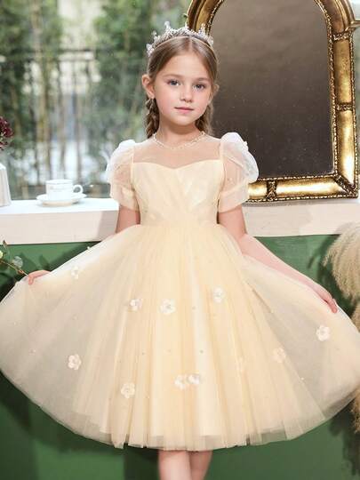 Girls Flower Girl Dress Elegant For Wedding Party, Children Princess Dress Summer