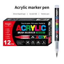12 Stücke/Set Acrylfarb-Marker, Optionen Weiß/Gold/Schwarz/Silber, hochdeckende metallische Farben, permanente Marker, Zeichen- und DIY-Werkzeuge