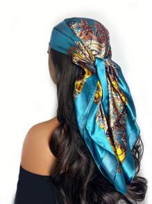 1 pièce Foulard carré en satin imprimé cachemire pour femmes, mode, convient pour les fêtes et l'usage quotidien, peut être utilisé comme bandana, fichu ou serre-tête. Accessoire idéal pour habiller votre look.
