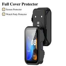 PC Schutzhülle + Bildschirmschutz kompatibel mit Huawei Band 9/8, Schutzhülle mit gehärtetem Glas Displayschutz & PC Bumper Cover Zubehör, für Herren und Damen