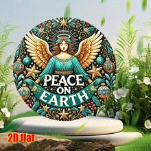 Placa de metal con impresión plana 2D "Ángel de la Paz en la Tierra, decoración navideña", cartel divertido, adecuado para decoración de pared exterior, calle, patio, garaje, hogar, cafetería, bar, club, tapa de alcantarilla, granja, jardín, tienda, restaurante, arte de pared, pintura de metal en lata, arte de logotipo - Azul - Ver 5