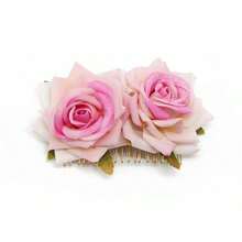 Bridal Hair Comb, Faux Velvet Rose Flower Hair Comb Headpiece, Double Rose Flower Hair Comb Valentine's Day Accessories,Wedding Hair Accessories - Multicolor - View 18