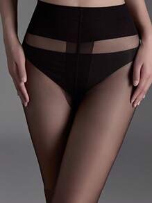 4 Pairs Women 30D Sheer Thigh High Stockings, Fashionable Simple Black Tight Pantyhose