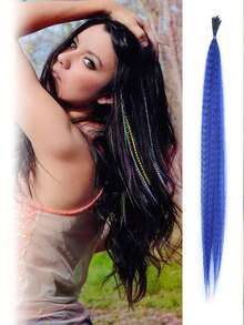 Rainbow 16inch Leopard Print Feather Hair Extension Stick10 Root Synthetic Wig Hair Accessories For Women Girl Red Wig