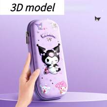 Sanrio صندوق قرطاسية كبير السعة من سانريو كورومي هيلو كيتي سيناموريل وردي أزرق بنفسجي، علبة أقلام، حقيبة تخزين مقاومة للسقوط، حلوة وإبداعية، هدايا للسيدات الشابات والطالبات لمناسبات مثل عيد الميلاد والسنة الجديدة