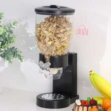 Dispensador de cereales, contenedor para almacenar dulces, dispensador de alimentos frescos y secos, contenedor para alimentos secos, caja de almacenamiento de cocina que ahorra espacio, frasco de exhibición de alimentos, dispensador de frascos de alimentos, dispensador de alimentos secos, frasco para almacenar cereales, cereal a prueba de humedad, buen sellado, gran capacidad, perilla de encimera, artículos para el hogar, accesorios de cocina, adecuado para dulces, nueces, arroz, cereales, bocadillos, etc. (negro) - Negro - Ver 9