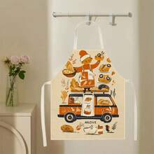 1pc Nail - Art & Heart - Felt Fashion Apron 3D Pattern Linen Apron For Home Cooking, Kitchen Wear, And Cooking Enthusiasts