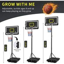 Junior Portable Basketball Hoop Free Standing Height Adjustable Basketball Stand For - Black - View 4