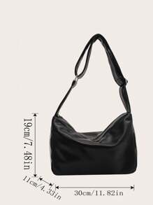 Bolsa de Ombro/Transversal Feminina Versátil e da Moda em Couro PU de Cor Sólida, Adequada para Ir e Vir do Trabalho e da Escola