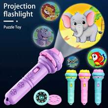 Proiettore a torcia giocattolo per bambini, giocattolo educativo, regalo per compleanni di bambini, Natale (colore torcia a caso e diapositive di proiezione - arancione, blu, verde, giallo, grigio, rosso), giocattoli, giocattoli per bambini, giocattoli educativi