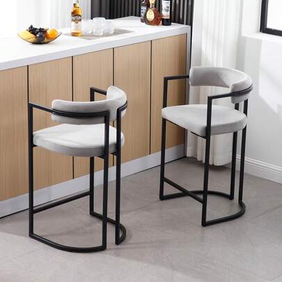  Chairus 2PCS Set Tabouret Cuisine Fourrure Art. Appui Dorsal (PDJ/salle)