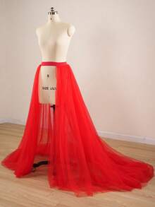 1 Pc Overskirt Tulle Skirt For Halloween White Black Royal Blue Ivory Dusty Pink Red Fall Clothes For Women - Multicolor - View 18