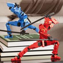1 Box T13 Series DIY Multi-Jointed Posable Figure Model Toy, Mechanical Style Robot Toy, Creative Gift (Self-Assembly), Can Make Various Difficult Movements, Includes: Model + Model Stand + Stickers + Instructions + 3 Sets Of Hands + 5 Sets Of Weapons (Hand Cannon, Long Knife, Short Sword, Long Axe, Pistol)