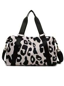 1 pezzo Borsa da viaggio multiuso personalizzata da donna con stampa leopardata, borsa fitness con scomparti asciutto e bagnato, borsa da yoga convertibile con manica per valigia, borsa a tracolla con monogramma ricamato alla moda, borsa tote pieghevole, borsa portaoggetti di grande capacità, adatta per uso quotidiano, regalo per madre, amica, Natale, San Valentino, Festa della Mamma, Festa dell'Insegnante, Festa dell'Infermiere, Compleanno