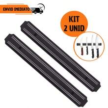 Kit 2 Barras Magnéticas Régua Imã Suporte para Facas Ferramentas Casa Restaurante - Preto - Visão 1
