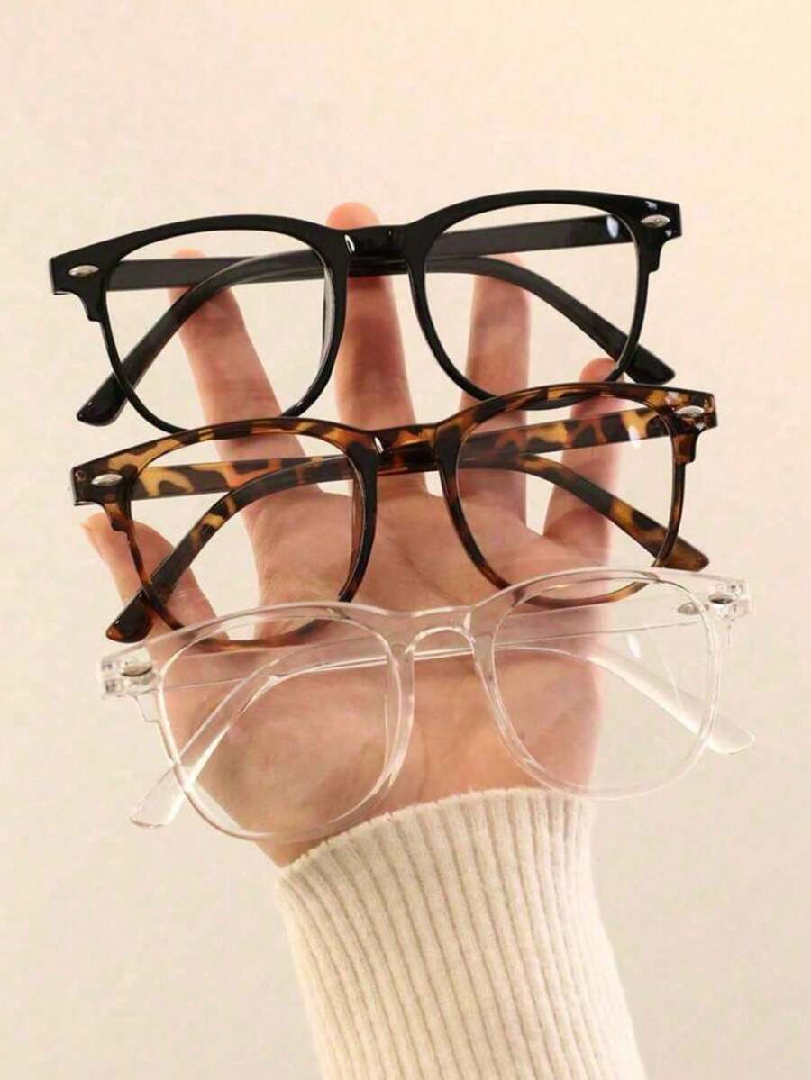 Women's Classic Plastic Geometric Casual Lightweight Transparent Glasses, Holiday Gift, Computer Reading, Gaming, TV, Mobile Phone, Daily Disposable Transparent Lenses, Eye Protection Accessory - Multicolor - View 1