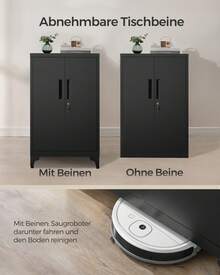 SONGMICS Aktenschrank, Mehrzweckschrank, Büroschrank mit 2 Türen, Schrank abschließbar, Aufbewahrungsschrank aus Stahl, für Arbeitszimmer, Wohnzimmer, Mattschwarz - Schwarz - Übersicht 7