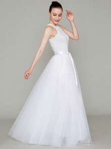 1 件开叉长款及地超长薄纱裙，带丝带，适合角色扮演舞会派对晚会，黑白深绿色，情人节