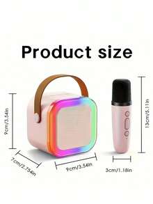 便携式无线卡拉 OK 扬声器，带无线麦克风，HlFl 立体声 KTV 扬声器系统，带 RGB 彩色 LED 灯的无线扬声器，可修改语音，适合户外、运动、旅行的卡拉 OK 机，是家庭聚会、生日礼物的最佳礼物 - 彩色 - 查看 10