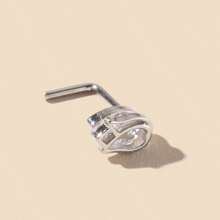 1pc Fashion Charm Style Copper Inlaid Zirconia 'L' Bar Flower Stainless Steel Nose Stud, Suitable For Women Daily Wear, Body Piercing Jewelry, Gift For Friends