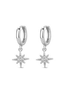1 Pair Exquisite Hexagram Star Earrings, High-End Design Fashion Personalized Star Stud Earrings, Minimalist Style