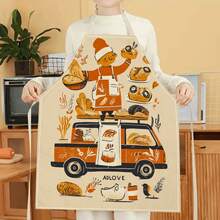 1pc Nail - Art & Heart - Felt Fashion Apron 3D Pattern Linen Apron For Home Cooking, Kitchen Wear, And Cooking Enthusiasts