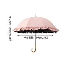 Black Rubber Lace Sun/Rain Umbrella, Straight Rod Bent Handle Sun/Rain Umbrella, Parasol
