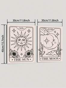 2幅抽象日月海报，油画帆布，客厅卧室墙面装饰画，防水，无框/有框 - 彩色 - 查看 7